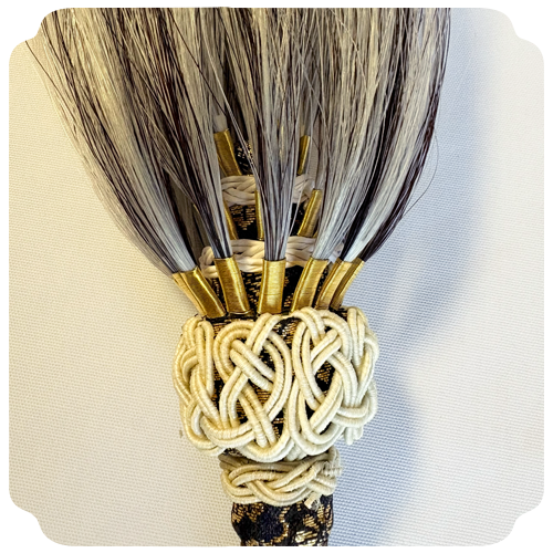 本払子 神代欅布袋竹彫 白茶霞馬毛仕立 画像4