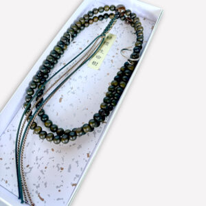 曹洞宗　百八玉念珠　緑檀茶水晶仕立　正絹紐房　３６cm　紙箱入
