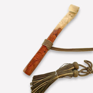 笏　花梨瘤紅白杢　８寸　正絹房付