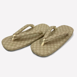 高級草履　白茶市松柄